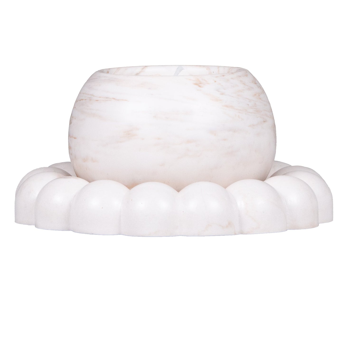 Bubble Tray & Candle Set Marble Beige