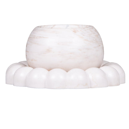 Bubble Tray & Candle Set Marble Beige