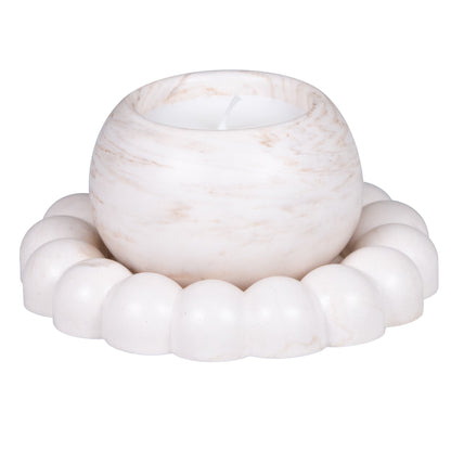 Bubble Tray & Candle Set Marble Beige